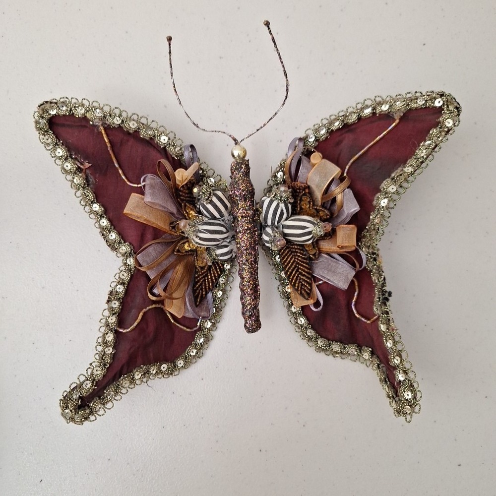 KATHERINE'S COLLECTION Large Sequin Glitter Sparkle Butterfly Clip-On Decor 10"